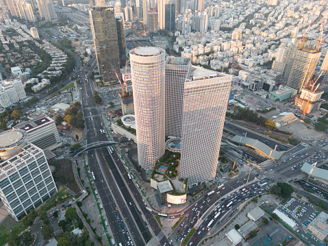 Tel Aviv, Israel - September 20th 2023 - Photo of Azrieli skyscraper the most known building in Tel Aviv city