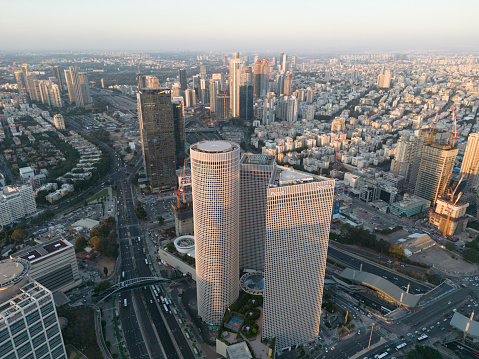Tel Aviv, Israel - September 20th 2023 - Photo of Azrieli skyscraper the most known building in Tel Aviv city