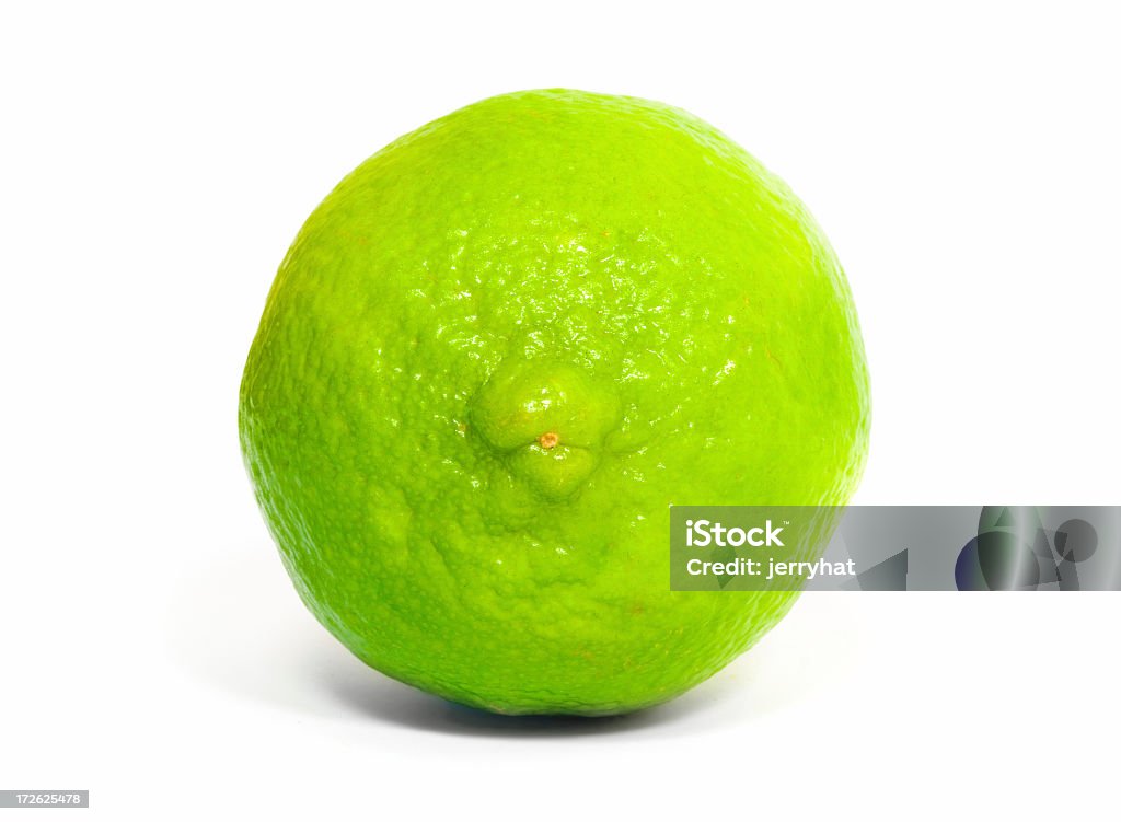 Lime Fruit end on End on shot of a lime, isolated on white. Key Lime Stock Photo