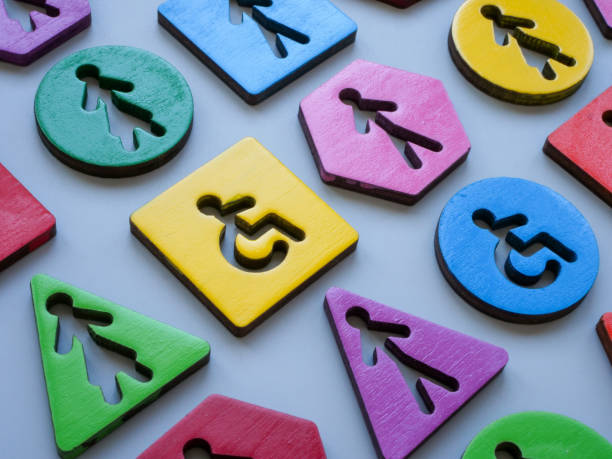Different colorful figurines as a concept of inclusion and diversity. stock photo