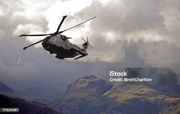 Merlin Helicopter Patroling Cumbrian Mountains Stock Photo - Download Image Now - Military Helicopter, Military, Helicopter