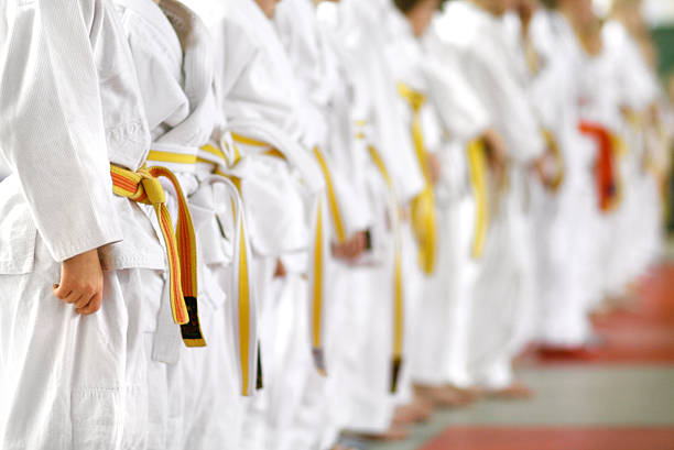Karate Kids Karate Kids in line martial arts stock pictures, royalty-free photos & images