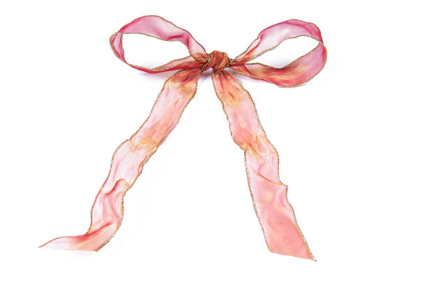 Red ribbons and a red bow. \nInsert your own background. \nIsolated on white.