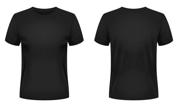 leere schwarze t-shirt-vorlage. - vorlagen stock-grafiken, -clipart, -cartoons und -symbole