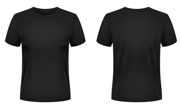 blank black t-shirt template. - tişört stock illustrations