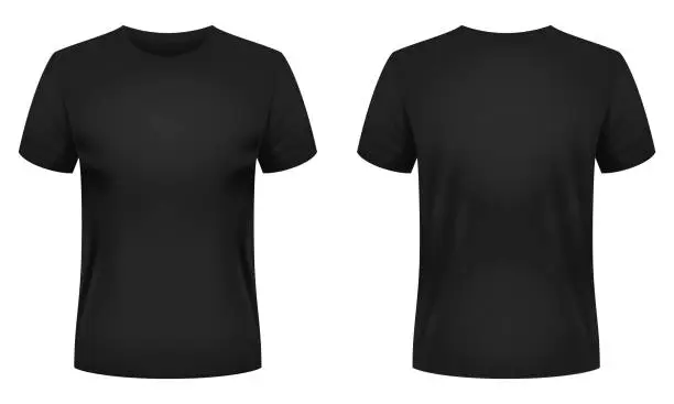 Vector illustration of Blank black t-shirt template.