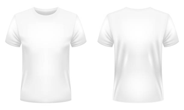 Blank white t-shirt template. Blank white t-shirt template. Front and back views. Photo-realistic vector illustration. white t shirt stock illustrations