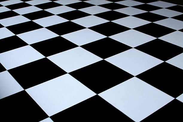 Black and white checkered dance floor stock photo