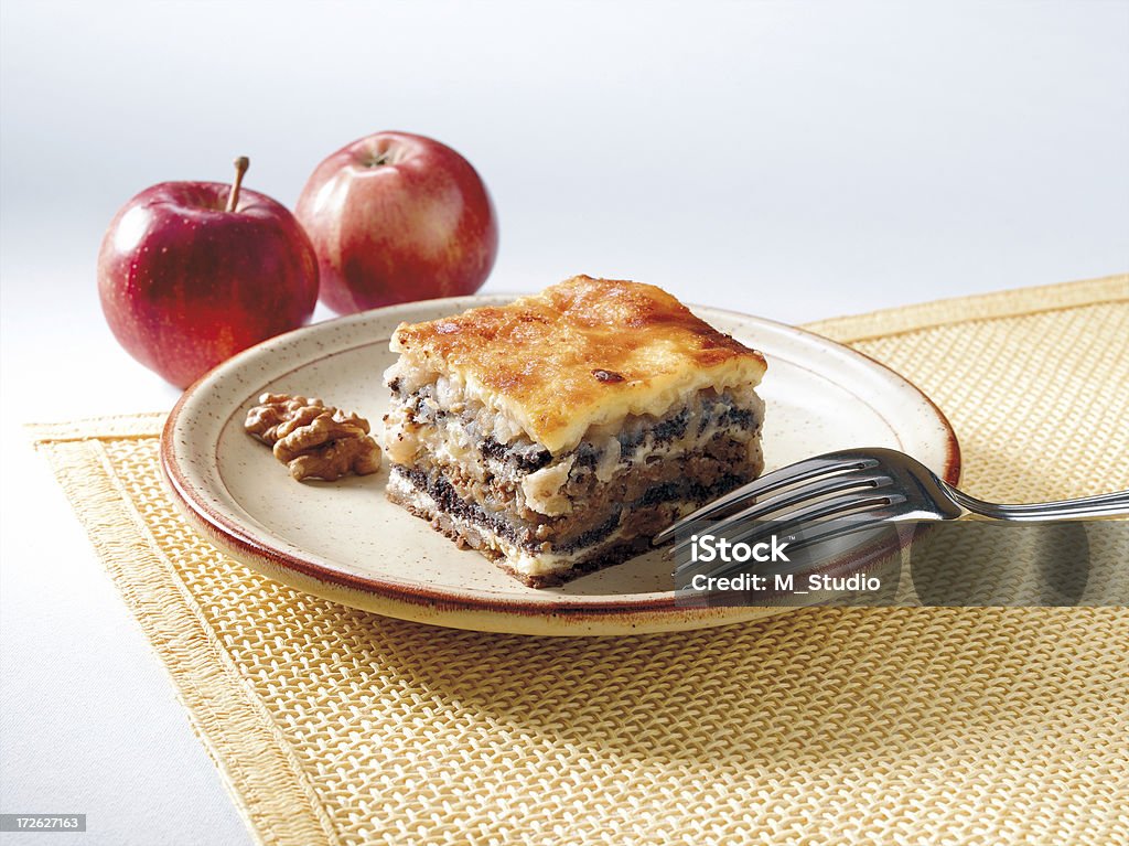 Gibanica cake "A delicious cake with apple, curd and nuts named Gibanica. Slovene kitchen speciality dessert." Apple - Fruit Stock Photo