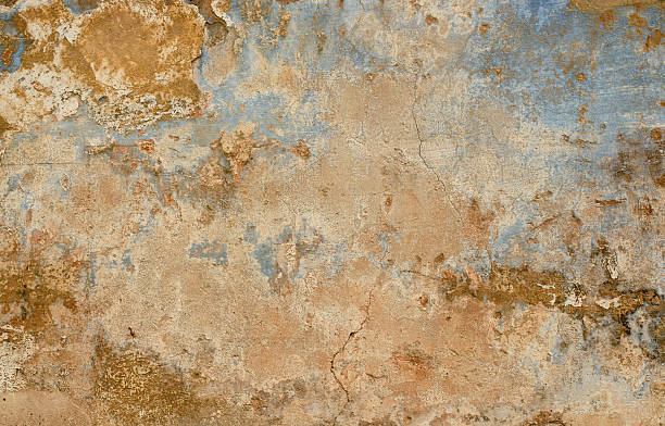 grunge-römischer wall texture backgroundin blau und-ocker, rom, italien - roman italian culture wall textured stock-fotos und bilder