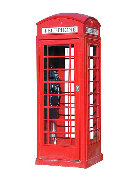 ロンドン電話のブースのカットアウト - pay phone telephone telephone booth red ストックフォトと画像