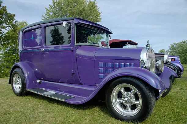 Purple vintage car - side view