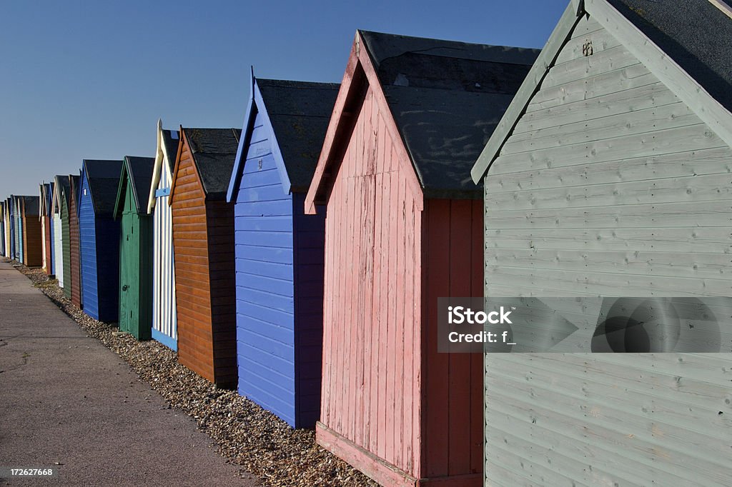 Strandhütten im Südosten Englands. - Lizenzfrei Blau Stock-Foto