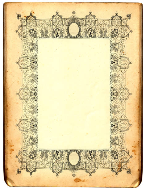 앤틱형 프페임 - scroll old parchment photograph stock illustrations