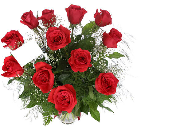 love - rose dozen roses vase red ストックフォトと画像