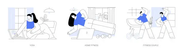 Vector illustration of Home workout isolated cartoon vector illustrations se