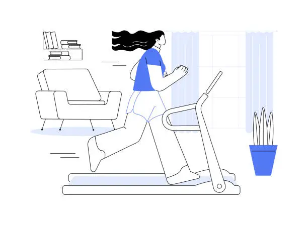 Vector illustration of Home treadmill isolated cartoon vector illustrations.