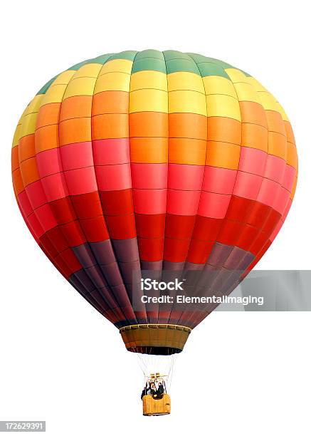 Rainbow Checkered Hot Air Balloon Isolated On White Stock Photo - Download Image Now