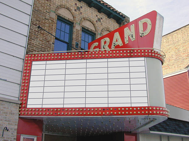 blanco de marquesina de teatro - theater marquee fotografías e imágenes de stock