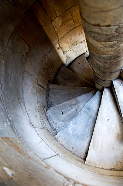 Staircase inside the Leaning Tower of Pisa stock photo