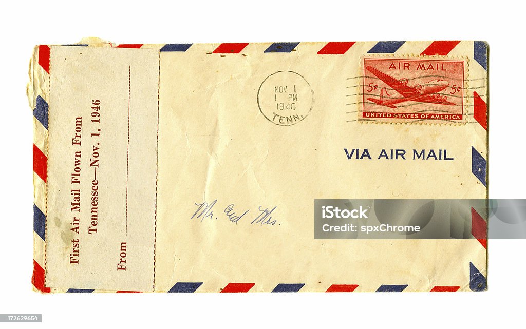 Antigo correio aéreo carta - Foto de stock de Envelope royalty-free