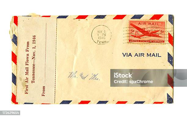 Foto de Antigo Correio Aéreo Carta e mais fotos de stock de Envelope - Envelope, Rasgado, 1946