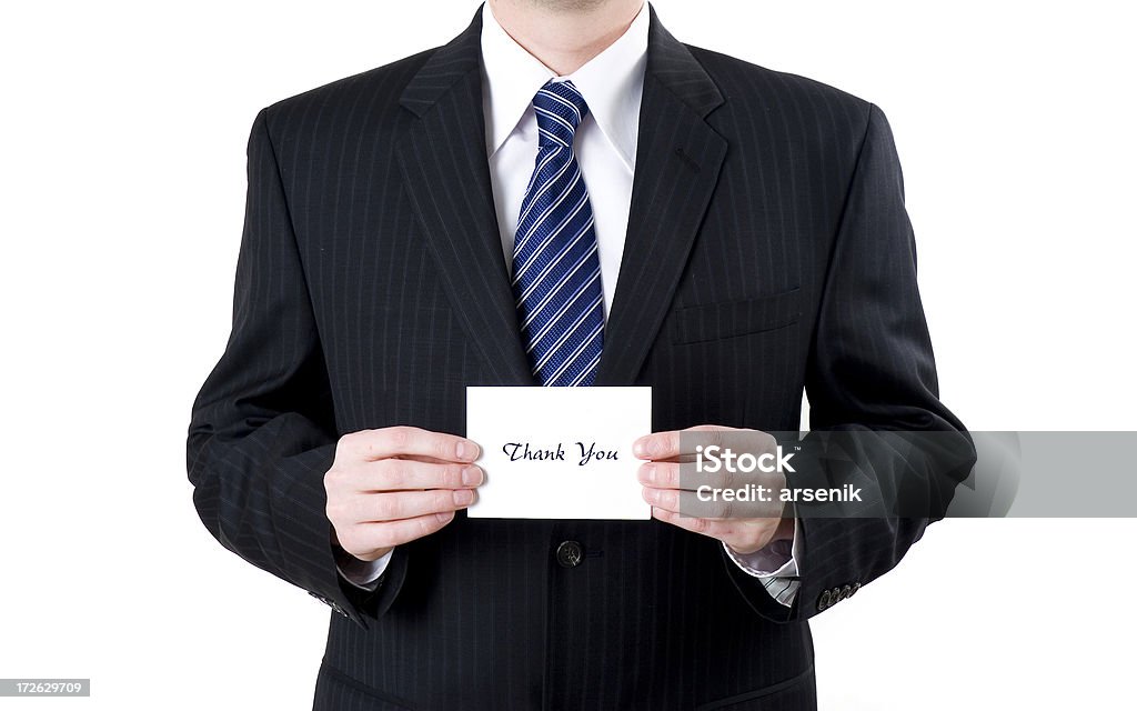 Thank you Business man holding a thank you note. Letter - Document Stock Photo