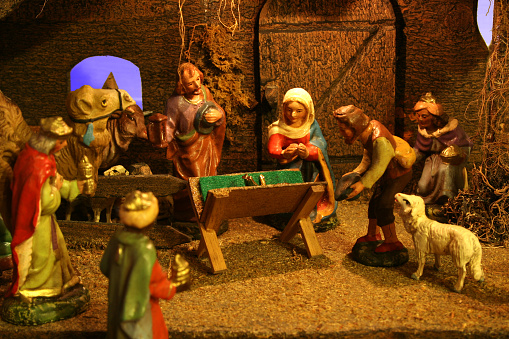 Antique nativity set from Germany.  Figurines of the nativity scene.