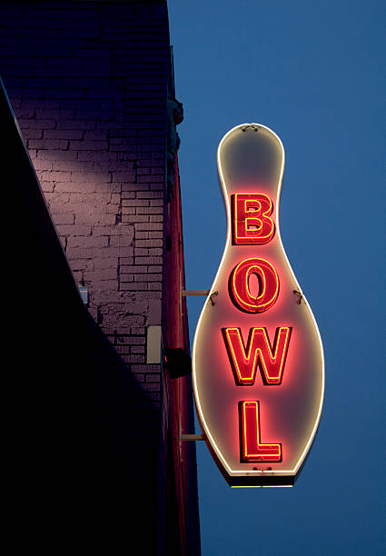 Neon Bowling Sign stock photo