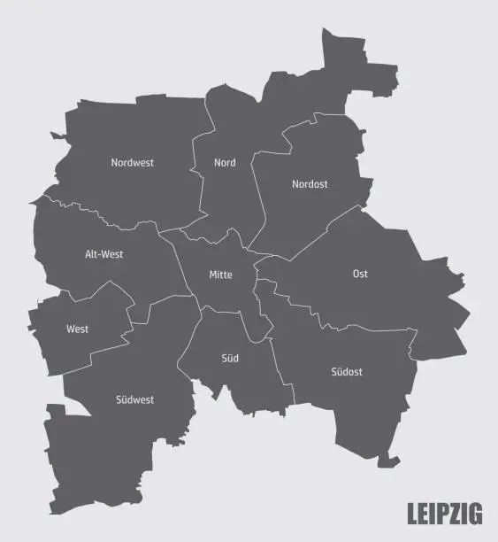 Vector illustration of Leipzig city administrative map