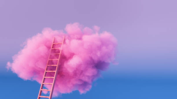 istock a ladder straight to the pink cloud (3d rendering) 1726339513