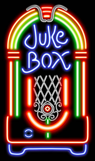 Juke Box neon Juke Box neon on a white background. digital jukebox stock pictures, royalty-free photos & images