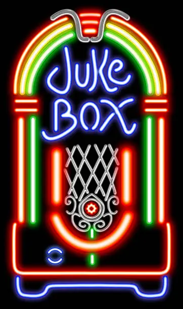 Juke Box neon on a white background.