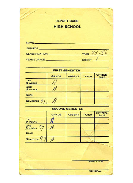 escola cartão de relatório de grunge - boletim escolar - fotografias e filmes do acervo