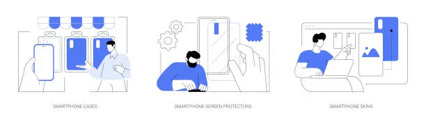 Vector illustration of Smartphone protection accessories isolated cartoon vector illustrations se