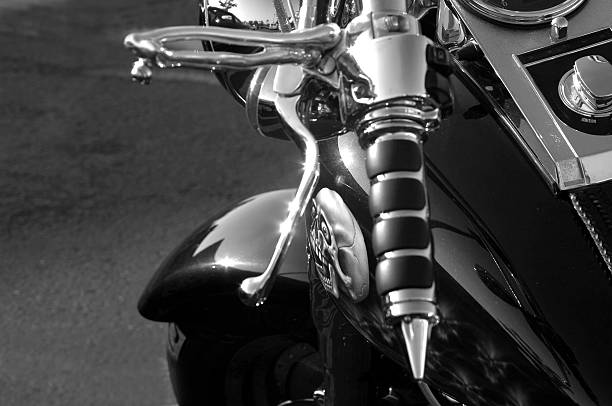 istock Chrome Motorcycle Clutch and Skull B&W 172635004