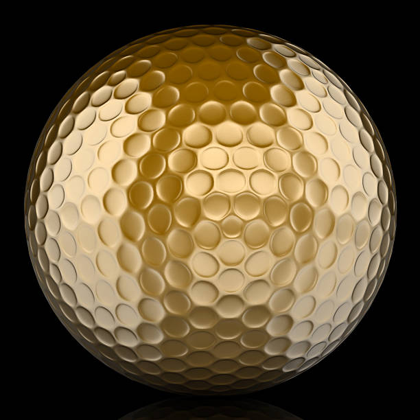 istock Gold golf ball isolated with Clipping paths 172635224