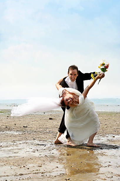 istock Just married dancing by the sea. 172635270
