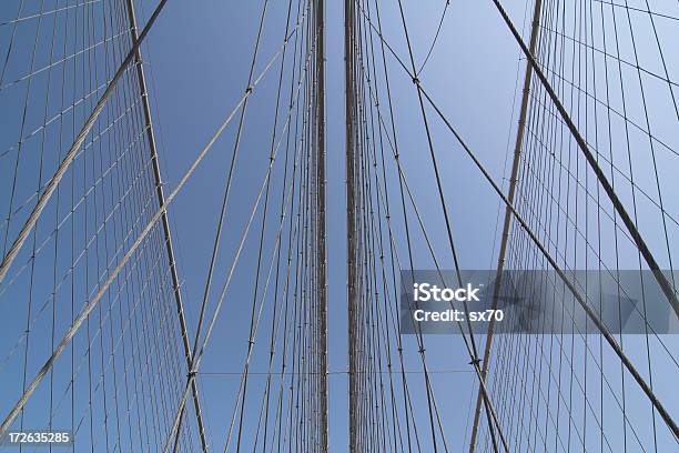 Ponte Di Brooklyn Cavi - Fotografie stock e altre immagini di Blu - Blu, Brooklyn - New York, Cavo - Componente elettrico