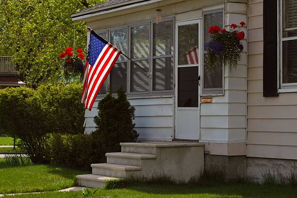 istock American Home Entrance with Flag 172635502