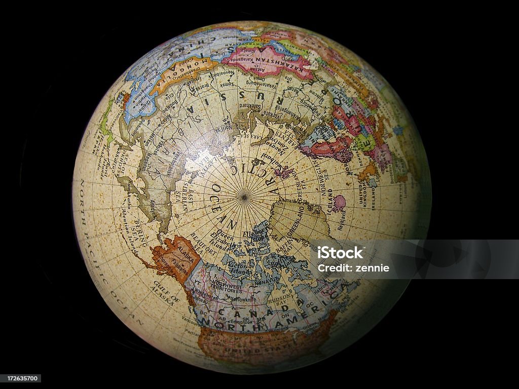 World Globe: Northern Hemisphere A partial view of a world globe with the spotlight on the artic region.  This globe has been accepted many times already. Alliance - Nebraska Stock Photo