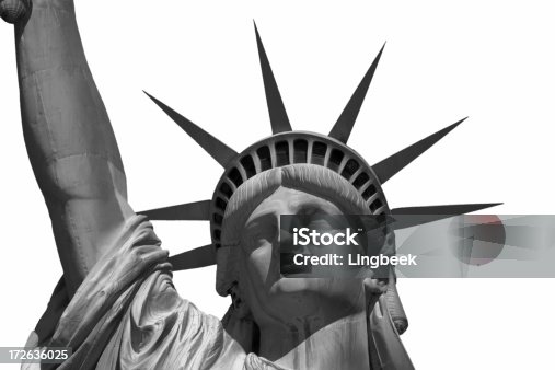 istock Black and White Isolated Statue of liberty 172636025