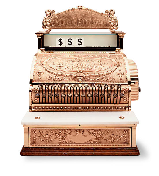 90 dollars, or 90 cent bill on old style cash register’s screen.