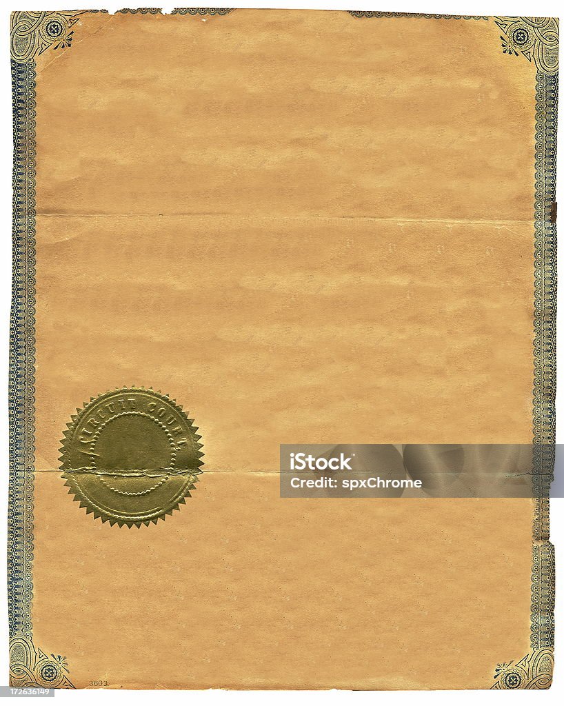 Certificado antigo com selo - Foto de stock de Fora De Moda - Estilo royalty-free