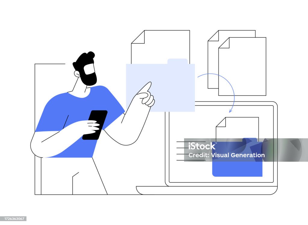 Computer File Transfer Cartoon Automated Data Transfer Isolated Cartoon Vector Illustrations Stock ...