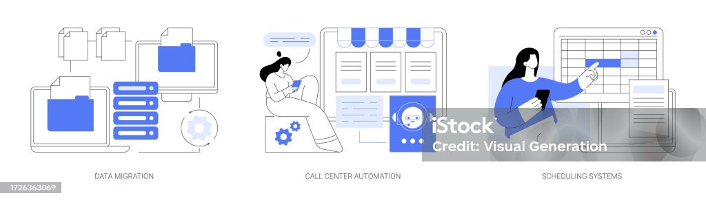 Computer Control Cartoon Automation Automation Software Isolated Cartoon Vector Illustrations Se Stock ...