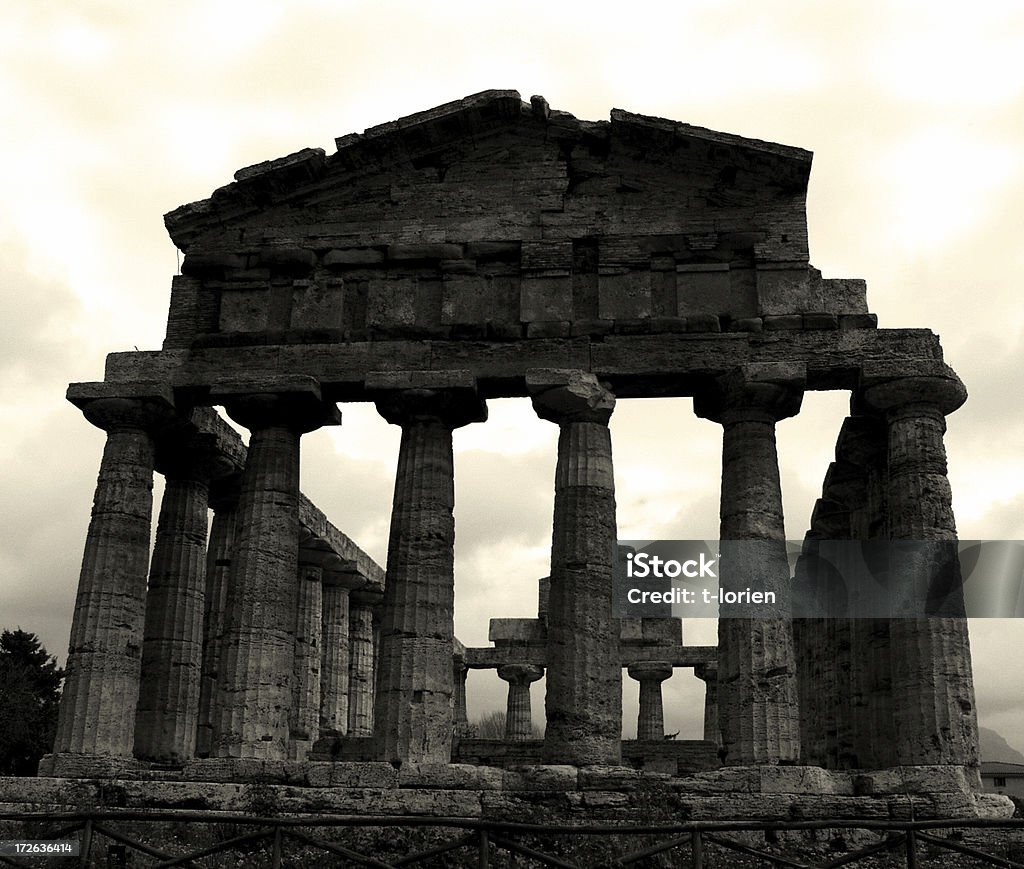 Dramatic Front... Temple of Venere. Paestum. Italy.        Altar Stock Photo