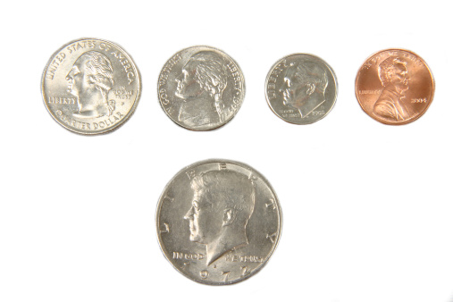 A set of US coins.