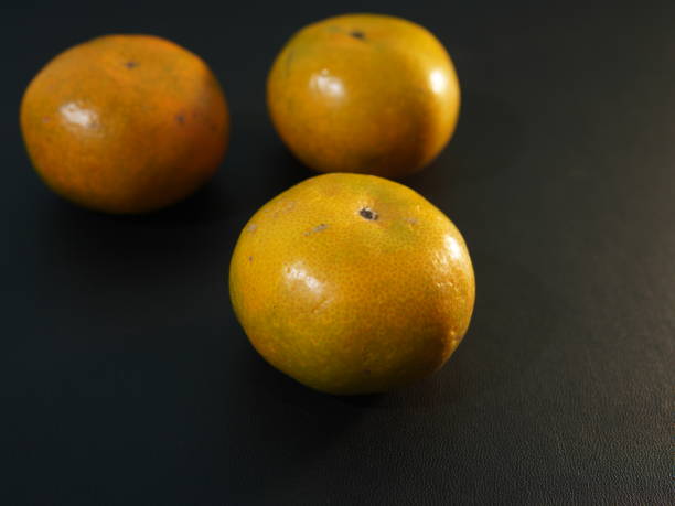pomarańczowy owoc na czarnym tle - cynga zdjęcia i obrazy z banku zdjęć
