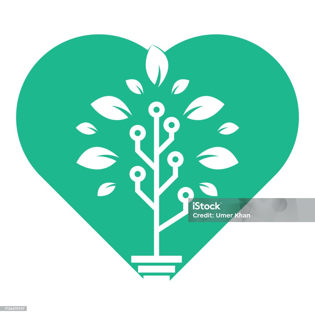 Tree Shape Tech Tech Tree Heart Shape Concept Logo Template Design Stock Illustration ...